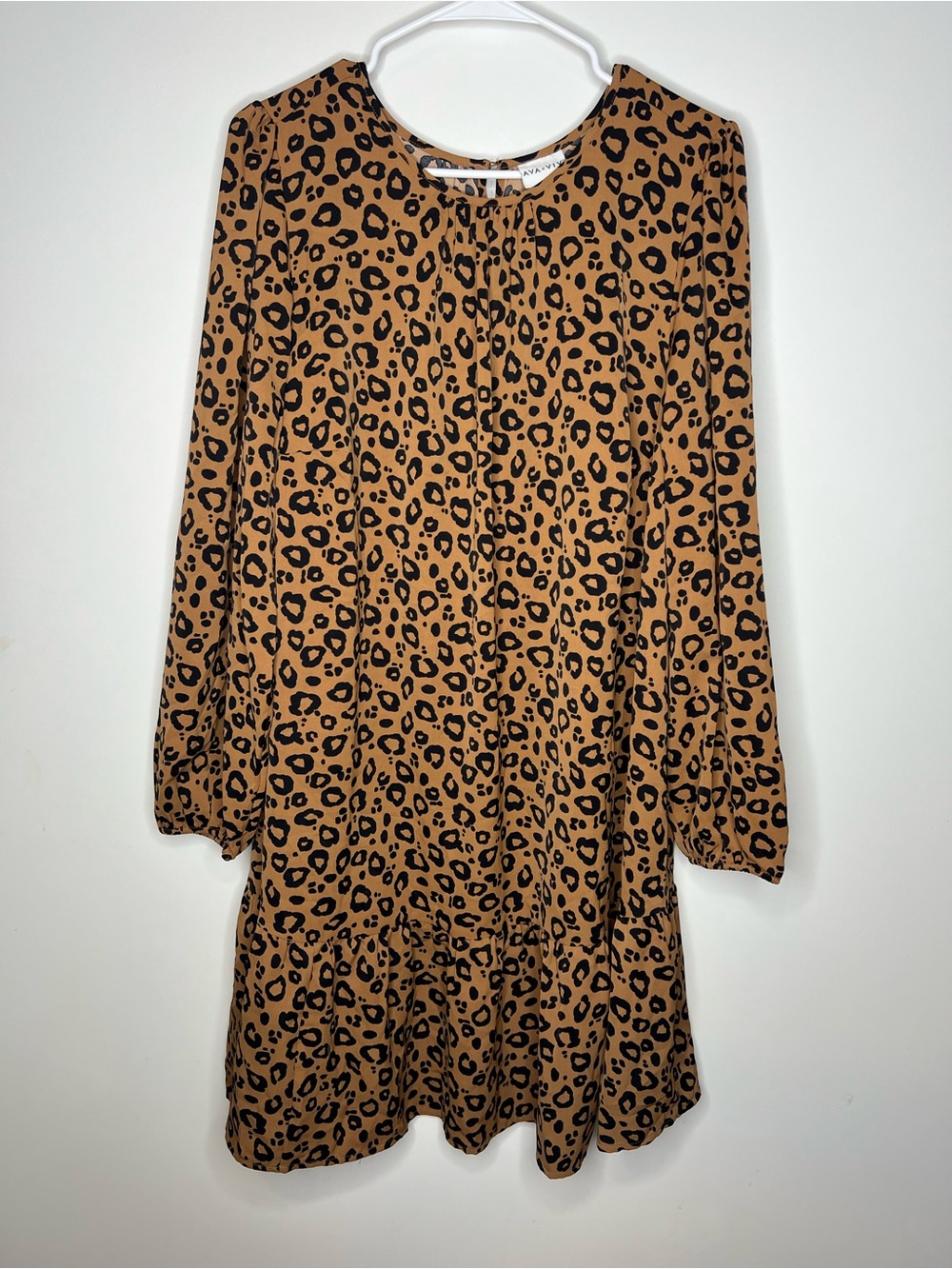 ava & viv leopard print long sleeve dress size xxl